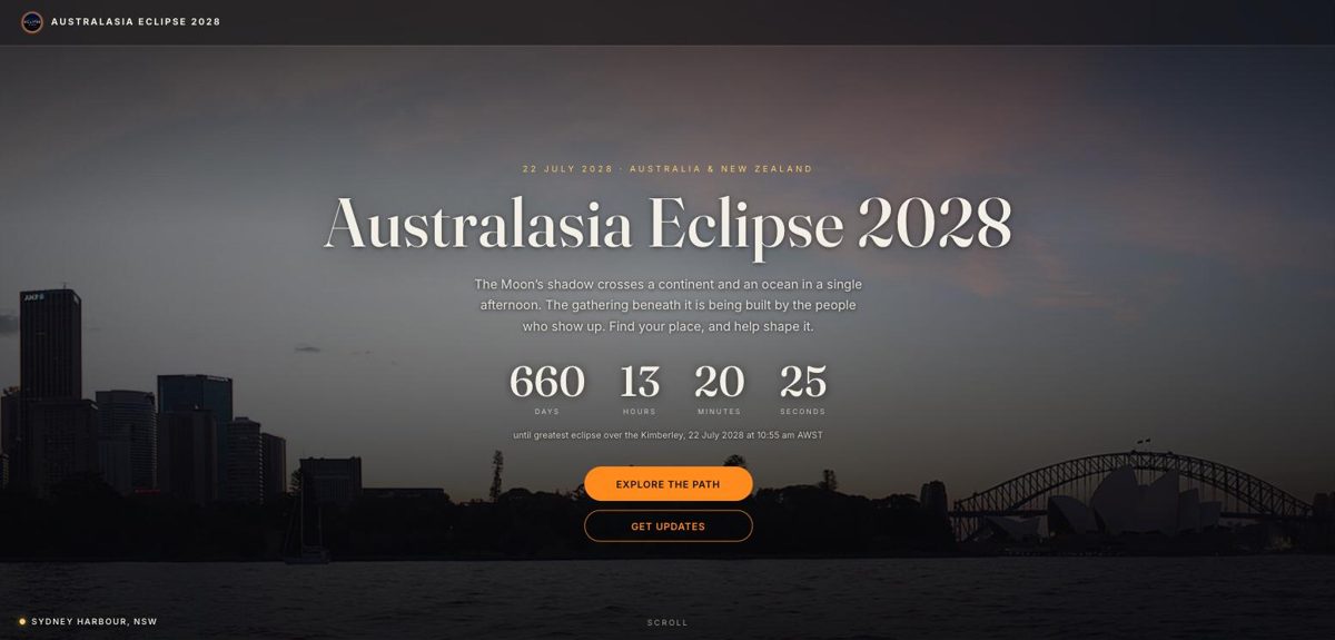 Preview of the Australasia Eclipse 2028 site